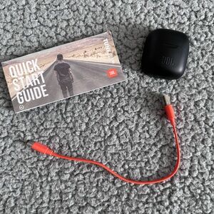JBL Tune 225 Black Earbuds and Charging Case with Orange USB-C Charging Cable